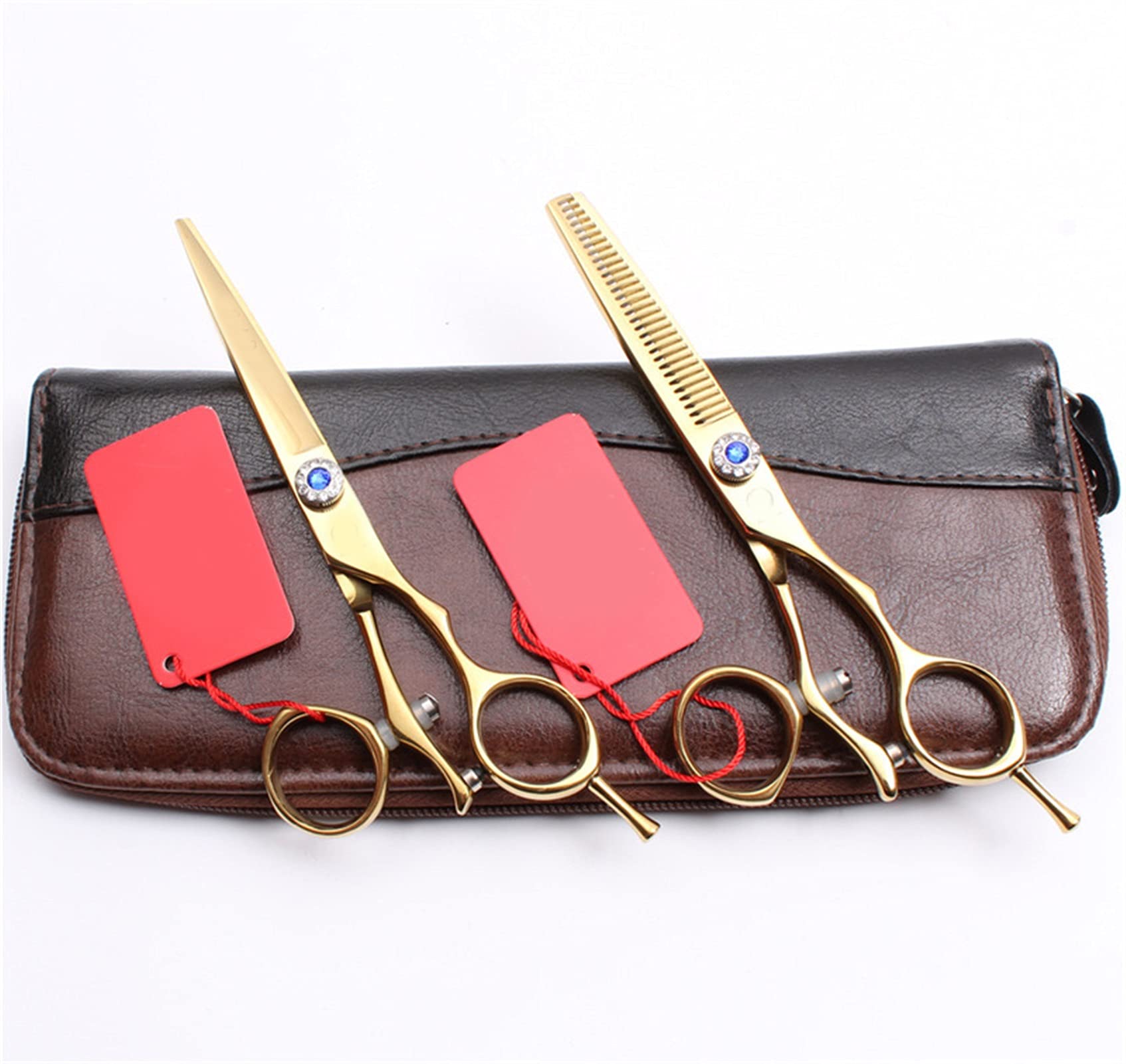 Barber supplies الذهب دوارة مقبض الأرجواني التنين تصفيف الشعر مقص قطع المقصات ترقق مقص الصالون مقص الشعر Hair cutting (Color : Jin D 5.5YY)