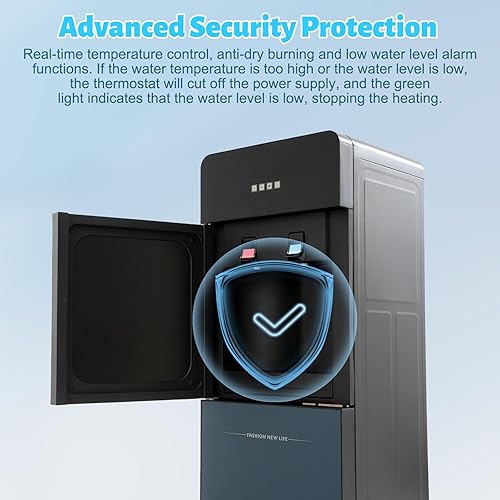 Miniatura 5 de Dispensador de enfriador de agua de carga inferior para botella de 5 galones, dispensador de agua fría y caliente de 35 galones con grifo de botón,