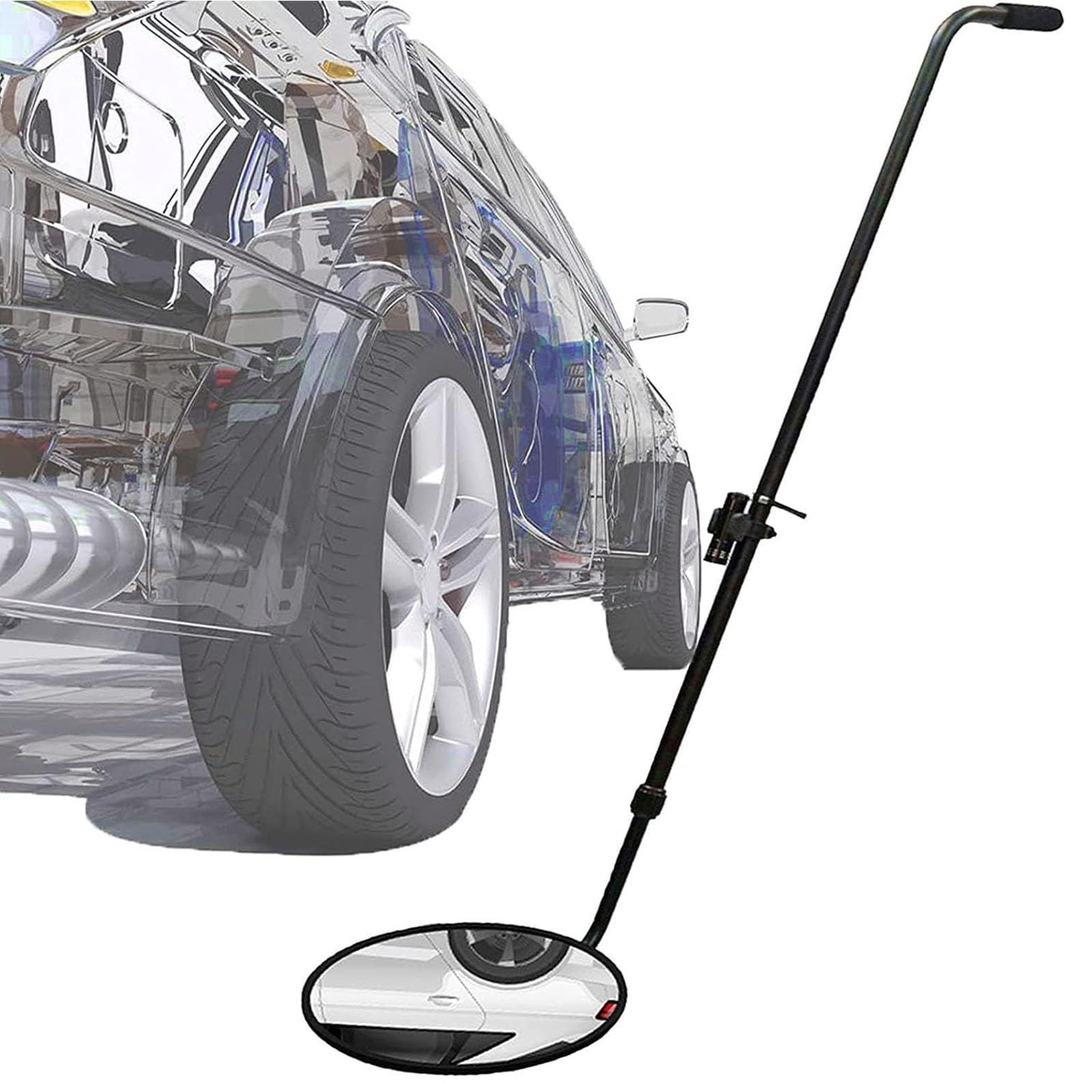 YNIYUJKL Convex Search Security Inspecter, Under Vehicle Inspection Mirror With Led Light Adjustable Length 120-140Cm Diameter 30Cm, Vehicle Inspect Analysis Optical Apparatu