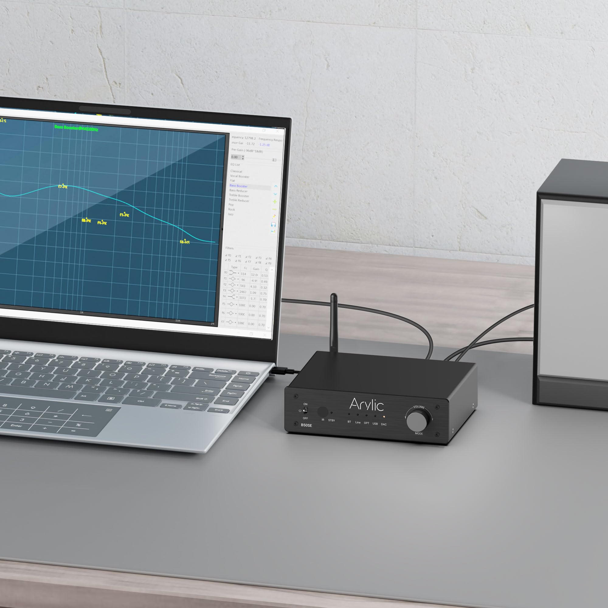 Bluetooth 5.1 Stereo Ricevitore 2.1 Canali Mini Classe D Amplificatore integrato per altoparlanti domestici 50W x 2,stabile e remoto, applicazione Go Control e Easy Control EQ-B50SE.