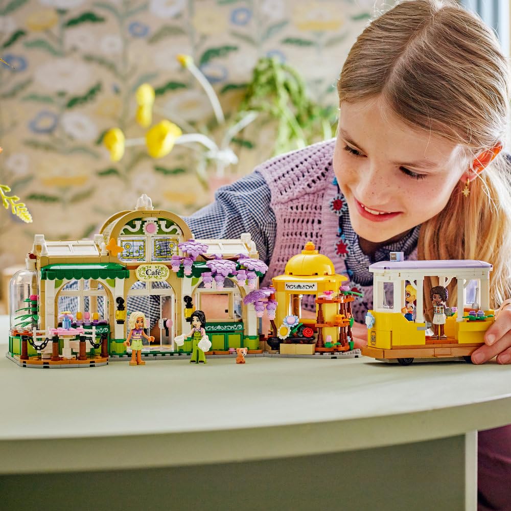 LEGO Friends Zielona kawiarnia i kwiaciarnia 42671 | Miejska kawiarnia, zestaw do odgrywania ról, prezent dla dziewczynki i chłopca 9+, 1138 elementów