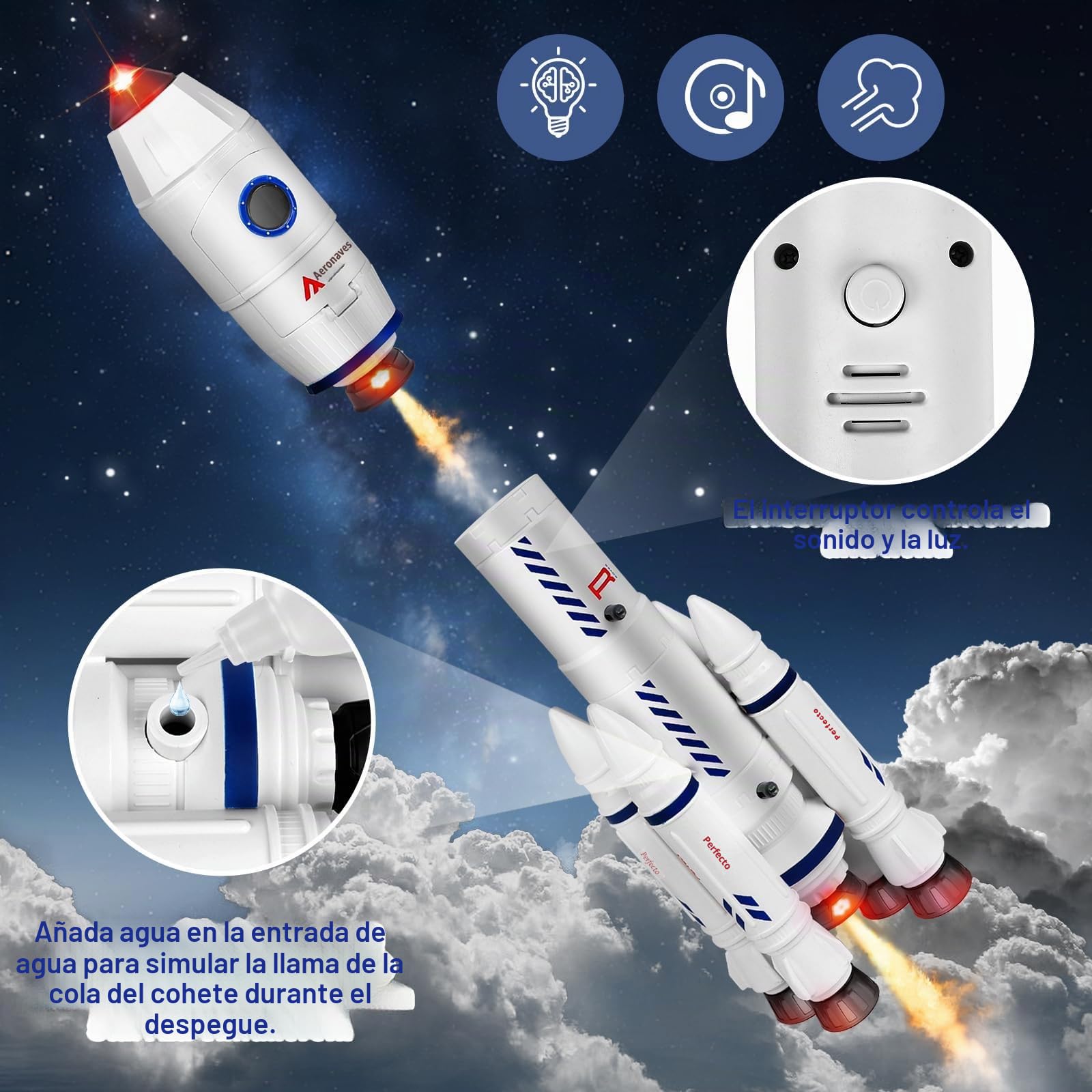 Juguete de Cohete Espacial para niños, de Transbordador para de 3, 4, 5, 6, 7 y 8 años, de Cohete Espacial de Regalo para y niñas.