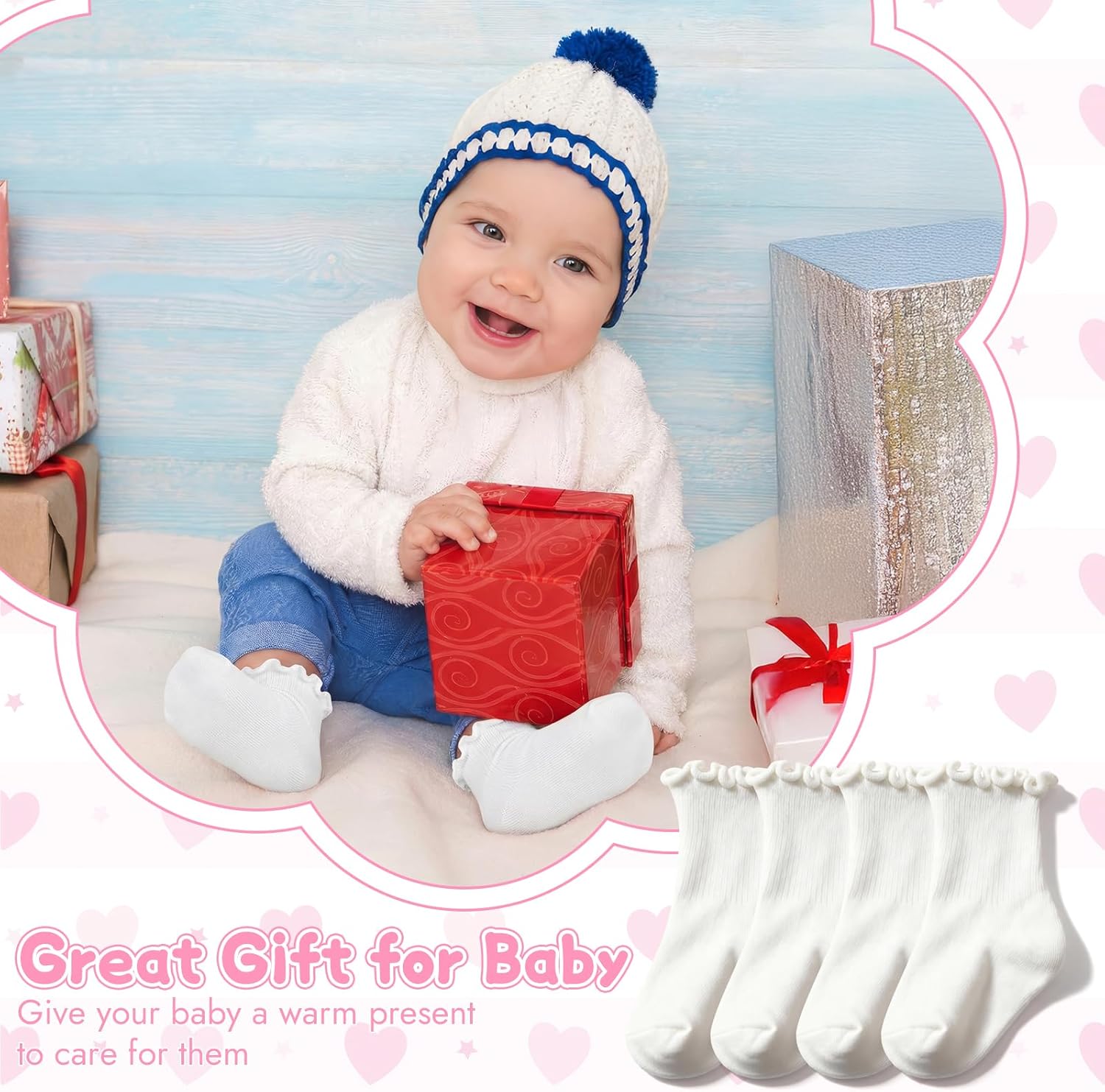 6 Pairs Toddler Ruffle Socks for Girls, Cotton Toddler Ruffle Socks, Ankle Socks, White Toddler Girl Sock - Image 7