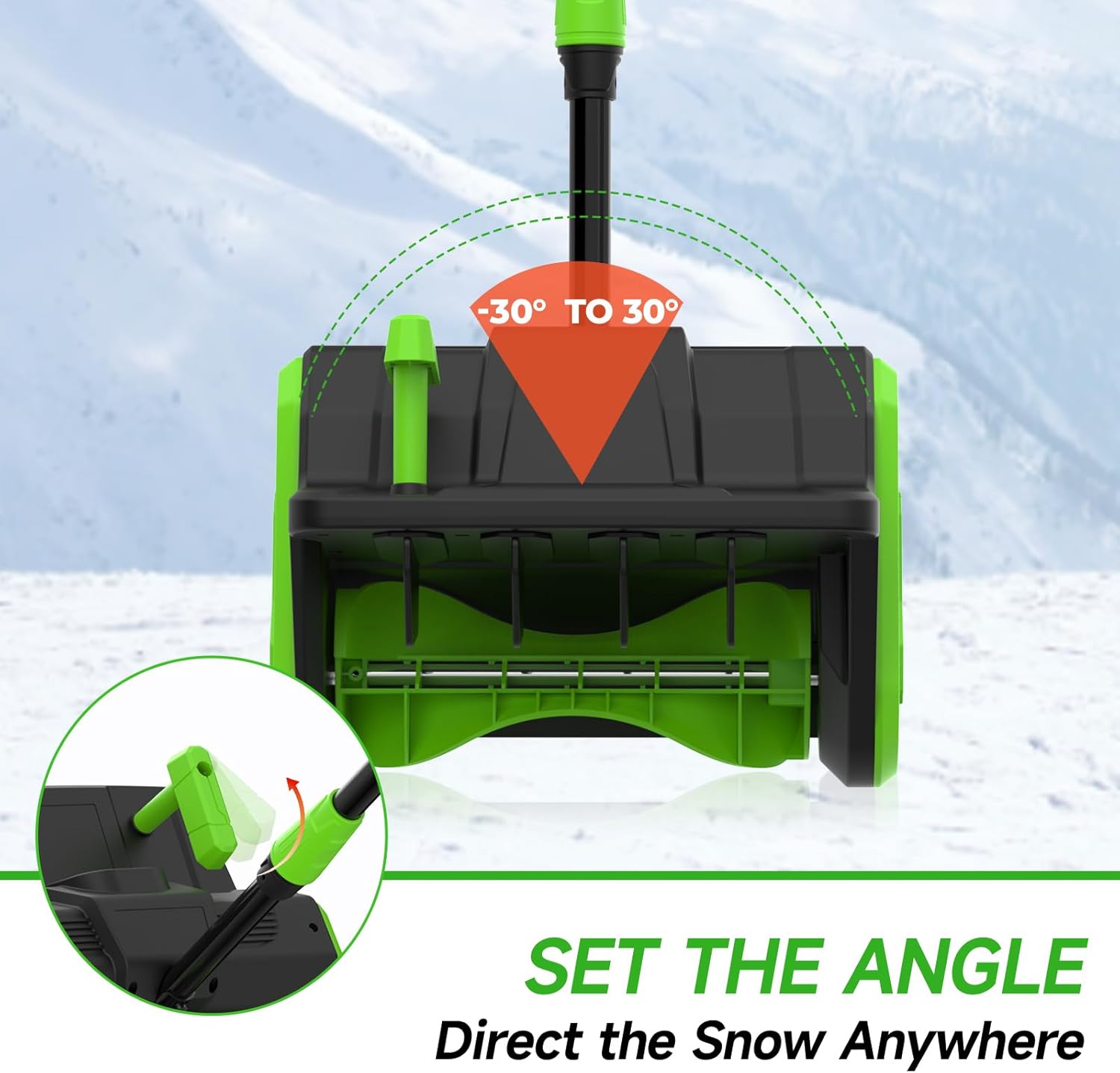 21V Cordless Snow Shovel, 16-Inch Brushless Cordless Snow Blower with 2Pcs 3000mAh Recharge Batteries, Lightweight Electric Snow Plow for Driveway, Sidewalk & Patio Winter Snow Removal- No Wheels