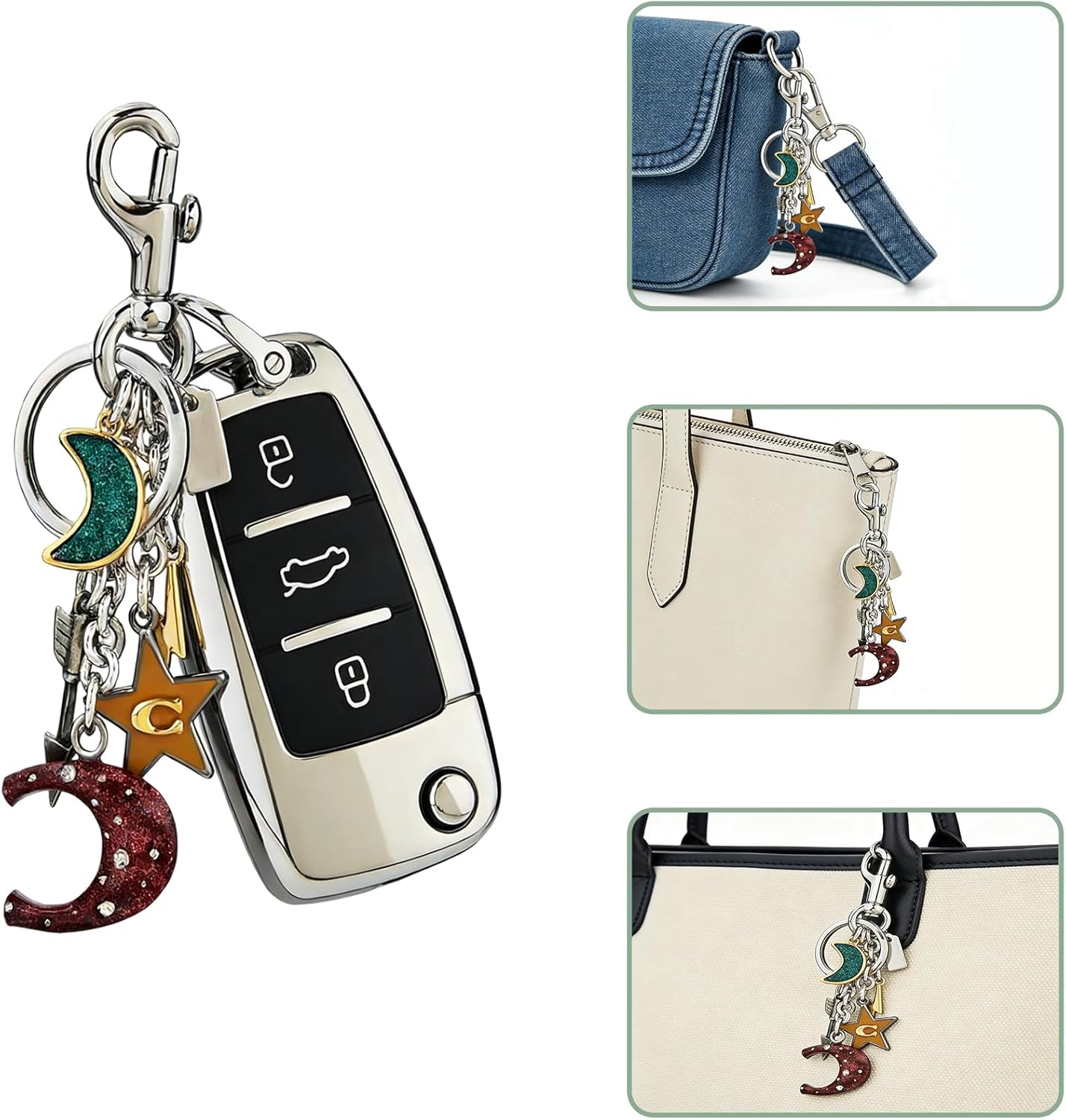 Star Moon Alphabet Keychain, Cute Bag Charm, Purse Accessories for Women - Image 5