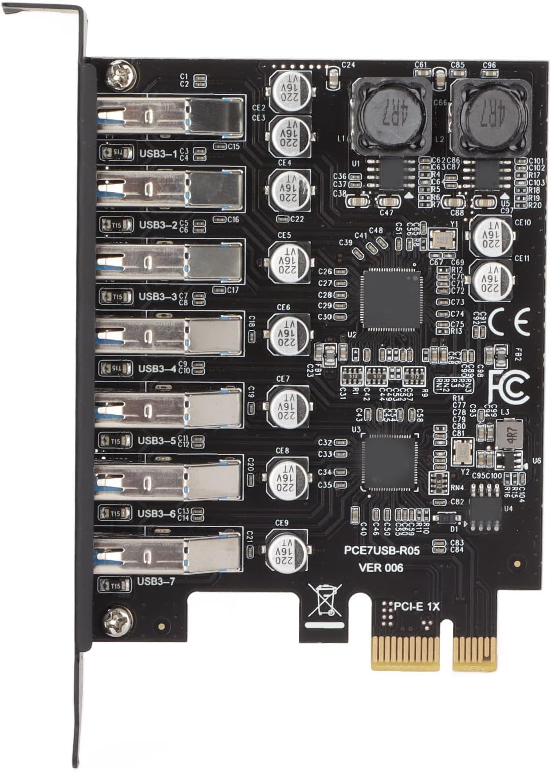 Vikye 7 Port PCIE Expansion Card with USB 3.2 GEN1 5Gbps High Speed Transmission, Stable Power for Win XP, Win 7, Win 8, Win 10, Win 11,