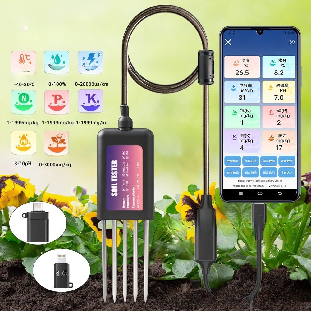Tester Suolo Smart NPK pH Umidità Temperatura IP68