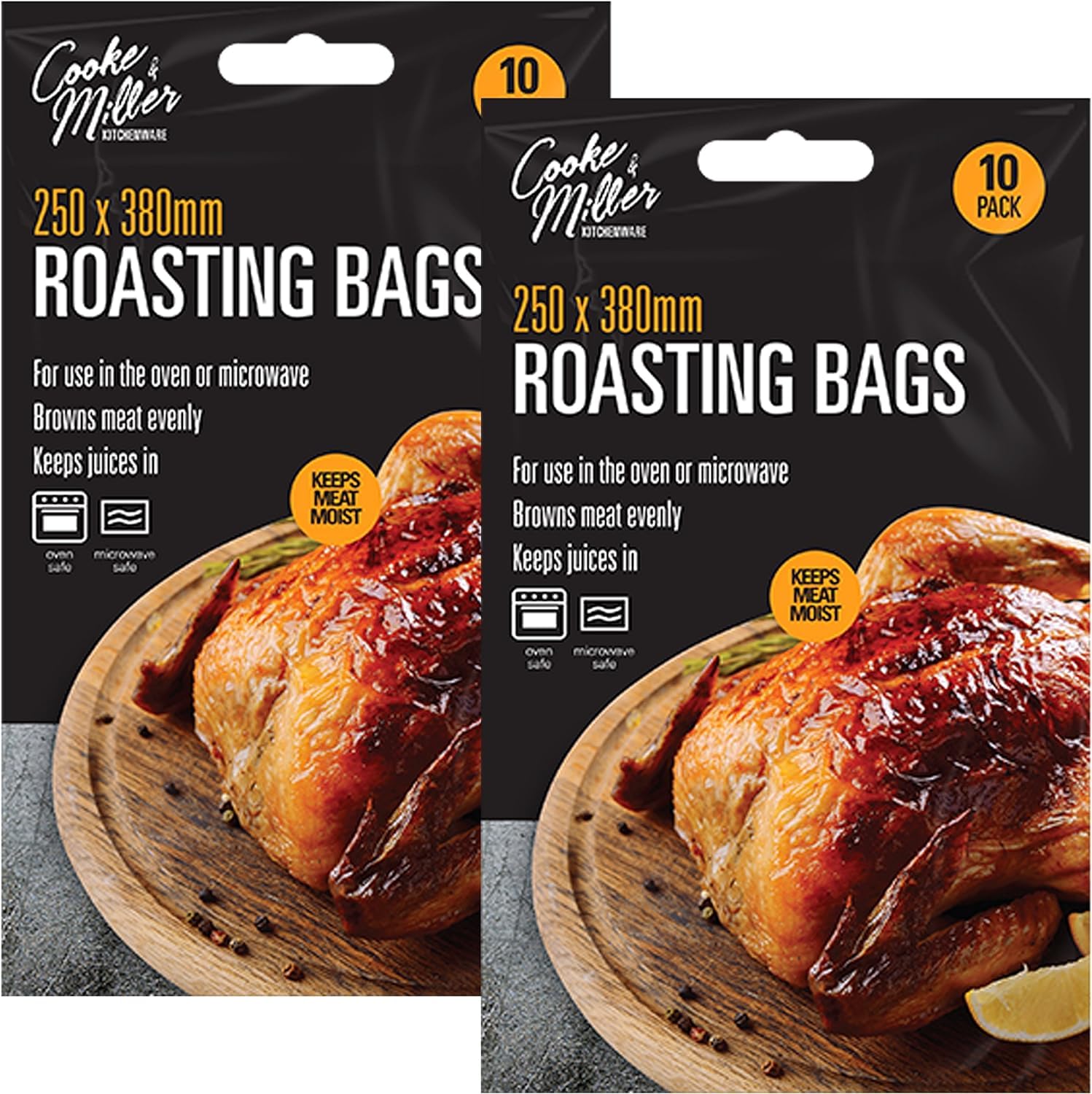 Zybux - Small Roasting Bags - 20Pcs (2 Packs X 10) | 250Mm X 380Mm | Oven & Microwave Safe For Juicy Meat, Chicken, Turkey, Fish, Vegetable