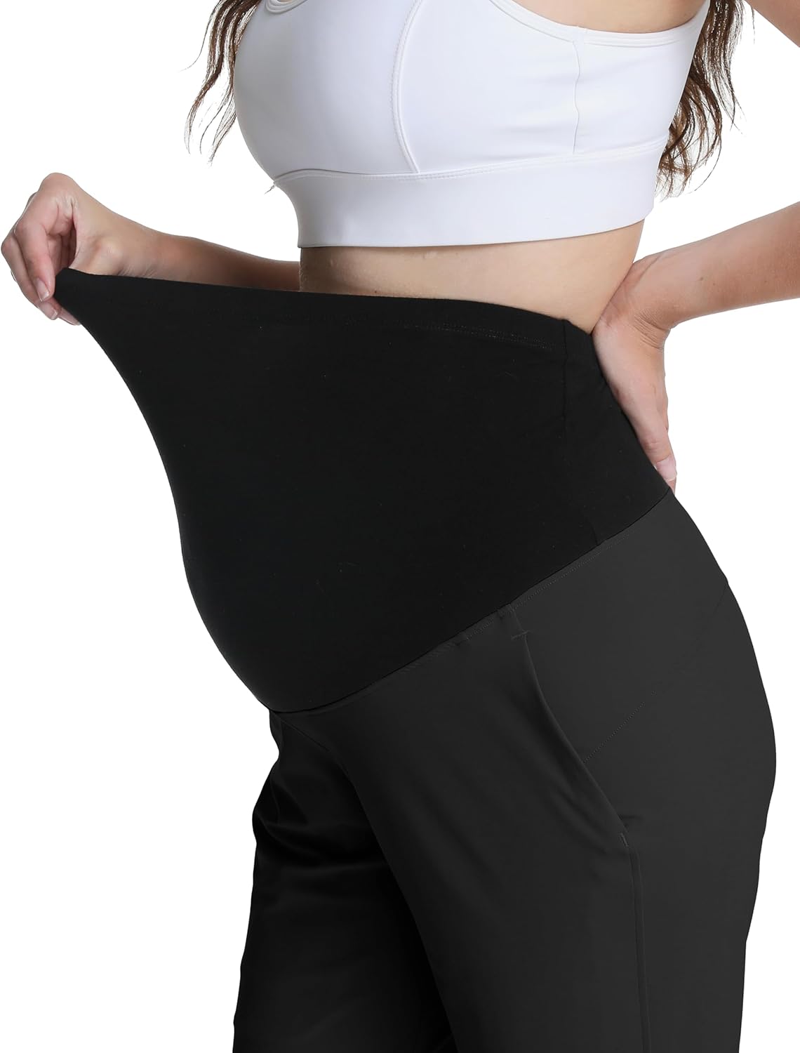 Maternity Pants Over Belly Golf Work Dress Casual Business Ankle Pregnancy Scrub Pants with Pockets - Image 4