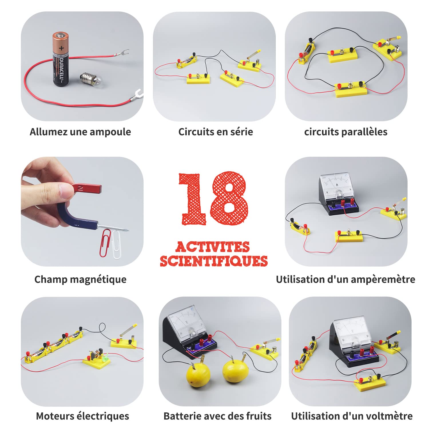 Teenii Kit Scientifique Enfant Électricité et Magnétisme STEM, Circuit Électrique, Coffret Physique 50 Pièces 8 Ans+