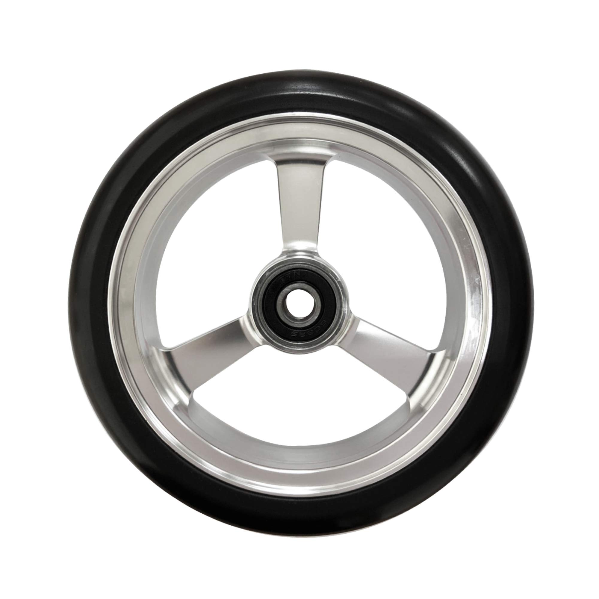 RIANTWHEEL, 1.9 x 1 pulgadas, ruedas de poliuretano, ruedas para silla de ruedas, borde de aluminio, un par (plata)