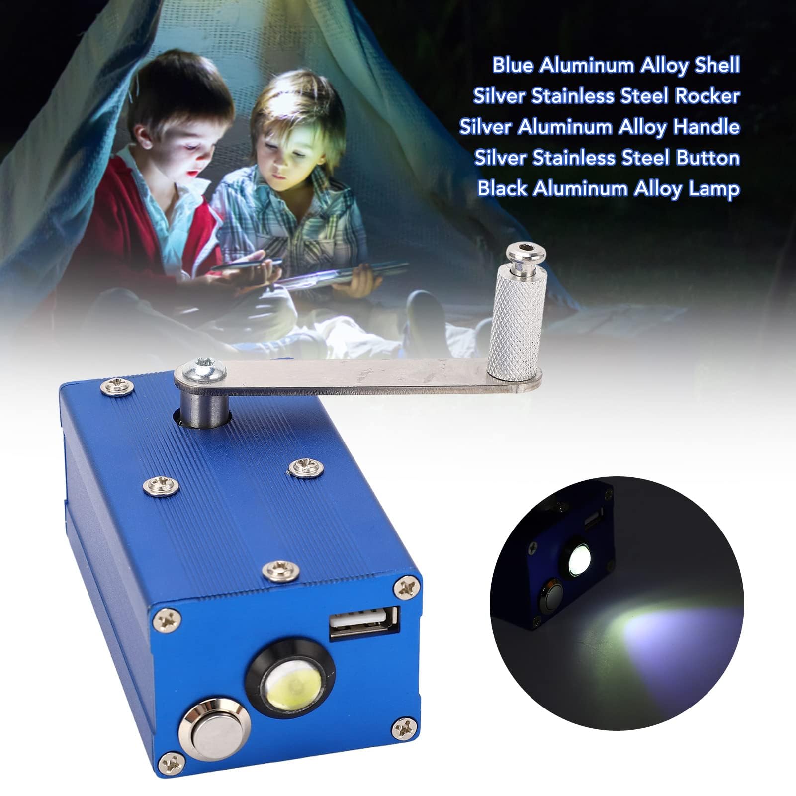 Générateur à manivelle super condensateur portable USB mécanique alimentation d'urgence avec lampe COB