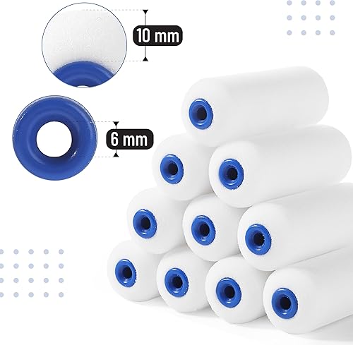 Miniatura 4 de Bates - Juego de rodillos de pintura de espuma de 4 pulgadas, 12 piezas, kit de rodillos de pintura pequeños, incluye 1 bandeja de pintura de