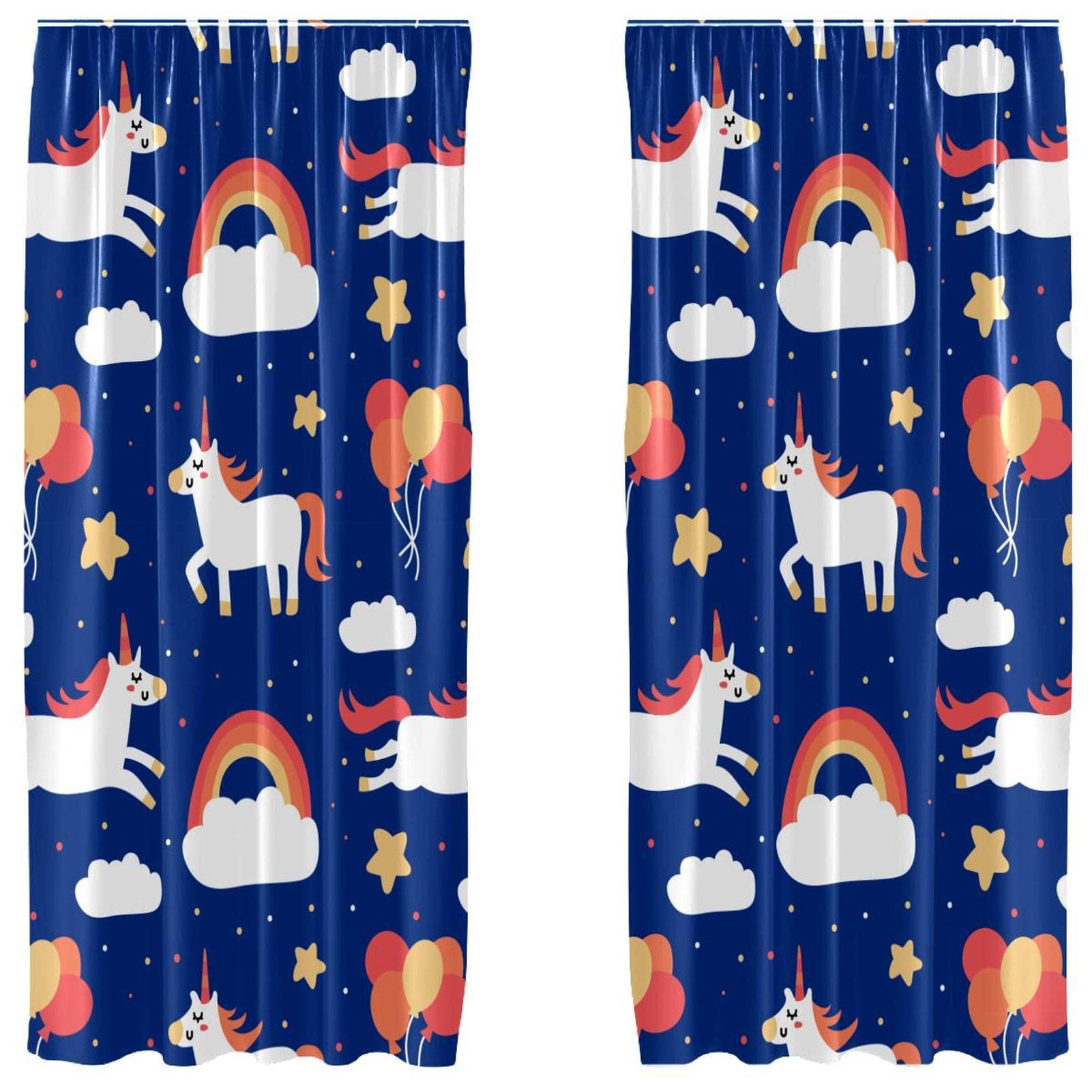 Cortinas opacas de unicornio contra la luz solar en cuartos infantiles, 2 paneles de microfibra