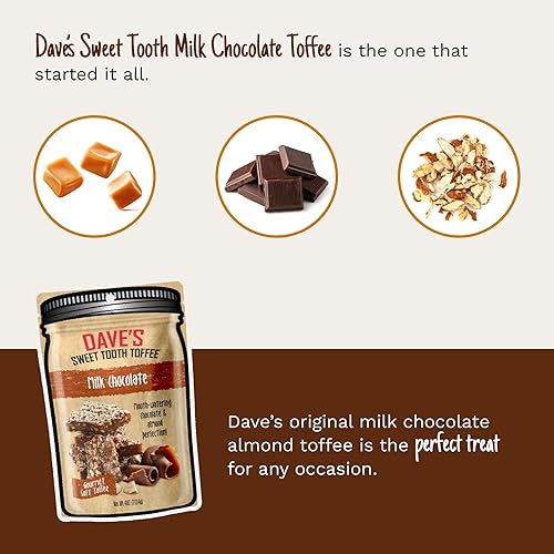 Miniatura 5 de Dave's Sweet Tooth Toffee - Juego de regalo de caramelo de chocolate con leche (4 onzas x 3)  Caramelo suave gourmet hecho a mano y casero con