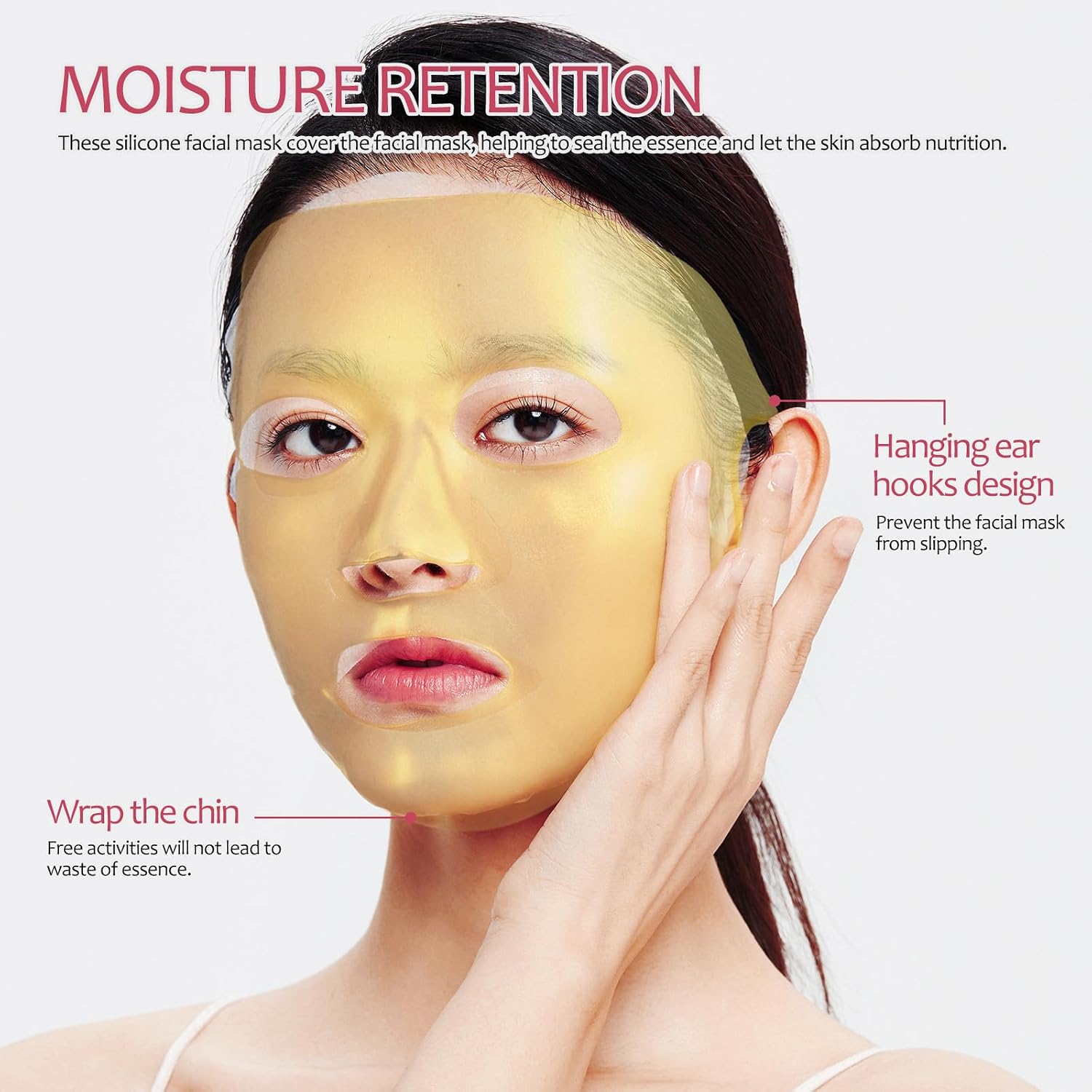 Reusable Silicone Facial Mask Protectors 3pcs Set (white 2 + Gold 1) Food-grade Silicone Moisturizing Skin Hydration Covers for Overnight Spa and Personal Use image 4