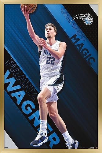 Trends International NBA Orlando Magic - Póster de pared de Franz Wagner 23, 14.725 x 22.375 pulgadas, versión enmarcada en oro