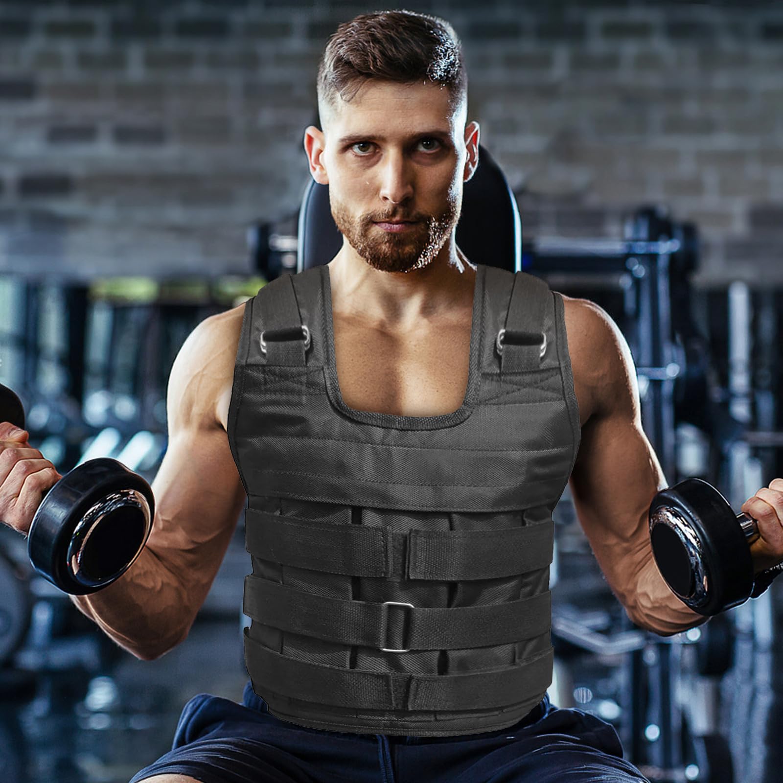 Verstellbare Gewichtsweste für Herren Atmungsaktiv Belastbar bis 50 Kg Trainingsweste für Laufen Fitnessstudio und Krafttraining Schwarz