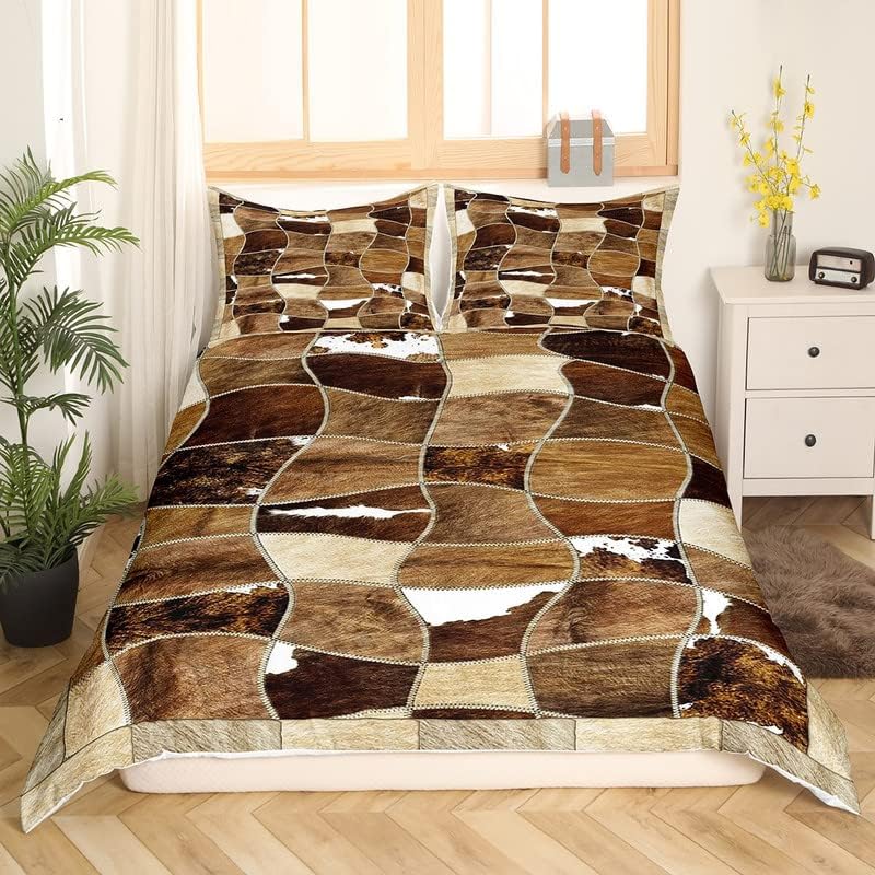 Miniatura 2 de Juego de funda de edredón de piel de vaca para niños, juego de ropa de cama de granja Aniaml para niños y niñas, decoración de piel de vaca, juego