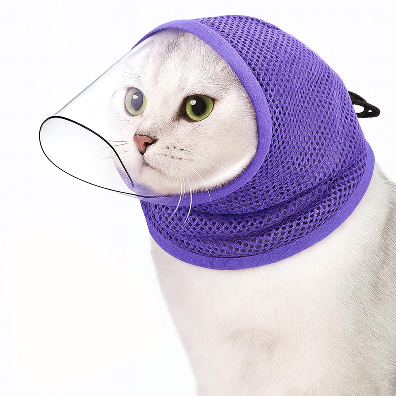 Colenumone Cat Muzzle for Grooming, Breathable Mesh Cat Head Cover to Prevent Biting and Chewing, Adjustable See-Through Mask for Nail Trimming, Bathing, and Vet Visits,(Purple,M)