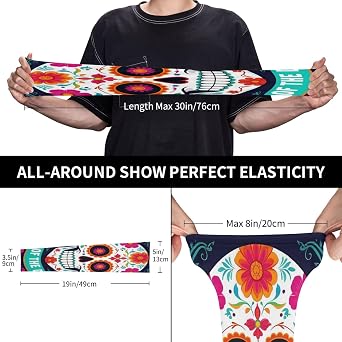 Dead Day Party For Arm Sleeves For Men Women,Fingerless Cooling Sleeves For Running Cycling Golf Driving