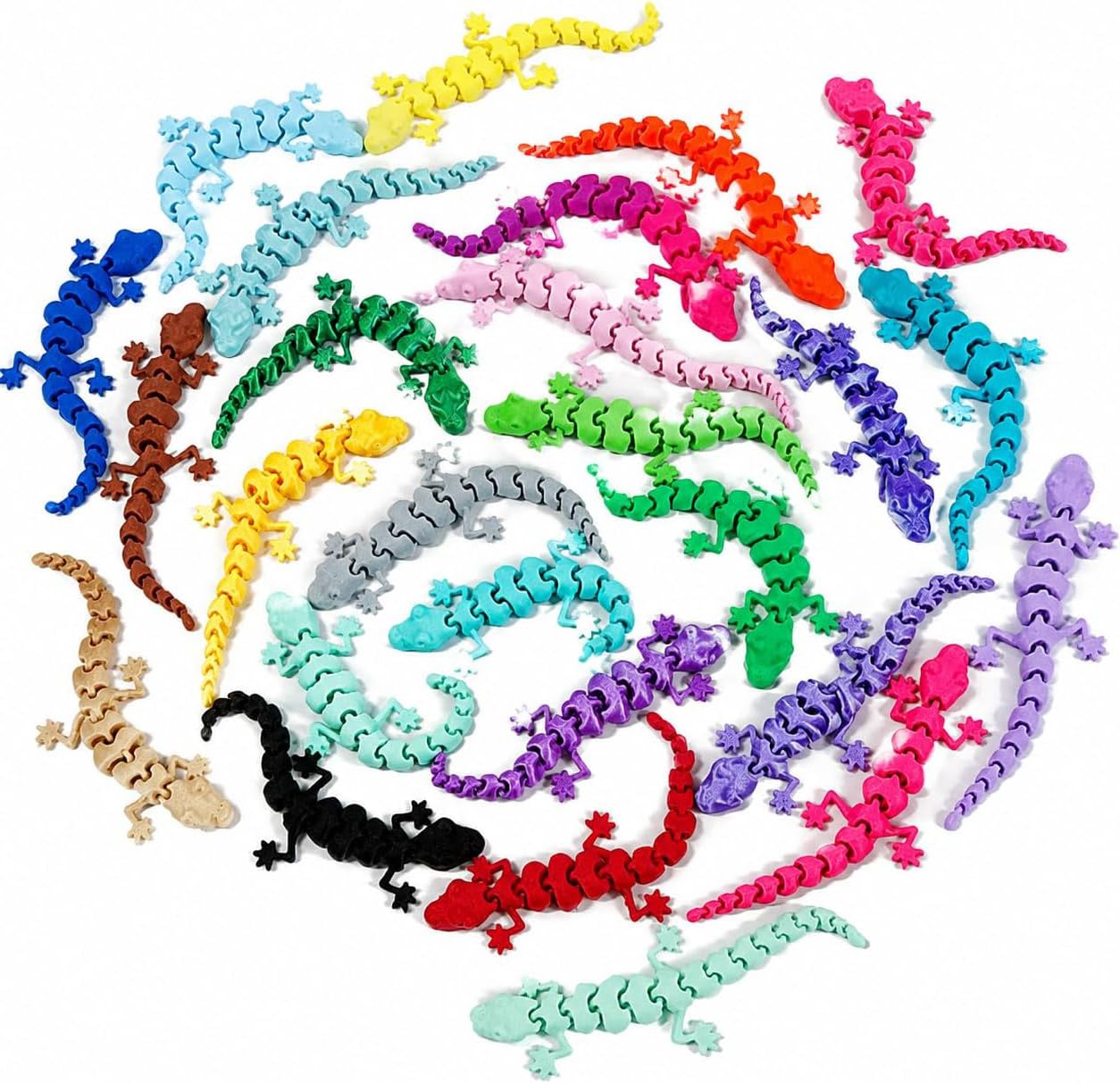 Aguwgax 20-Piece 3D Printed Lizard and Gecko Figures with Flexible Joints
