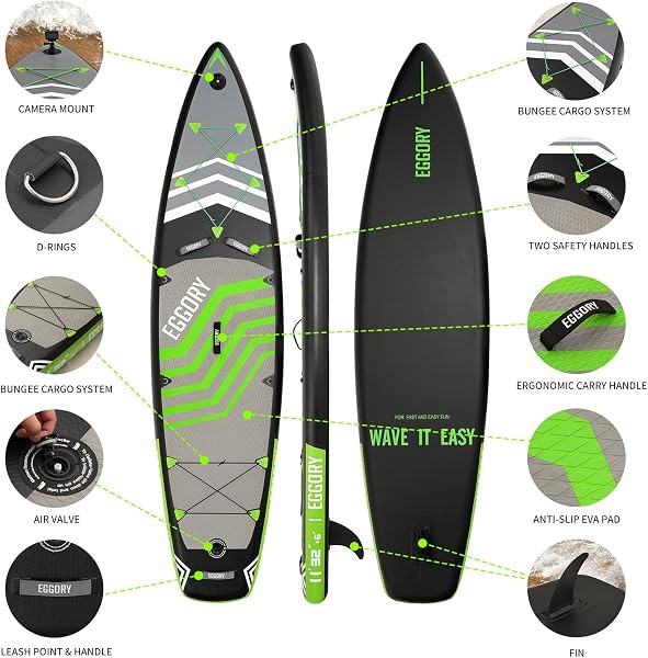 Tavola da surf gonfiabile SUP completa Paddleboard accessori pagaia regolabile, pompa, zaino da viaggio, guinzaglio, borsa impermeabile, tavola per adulti - 4