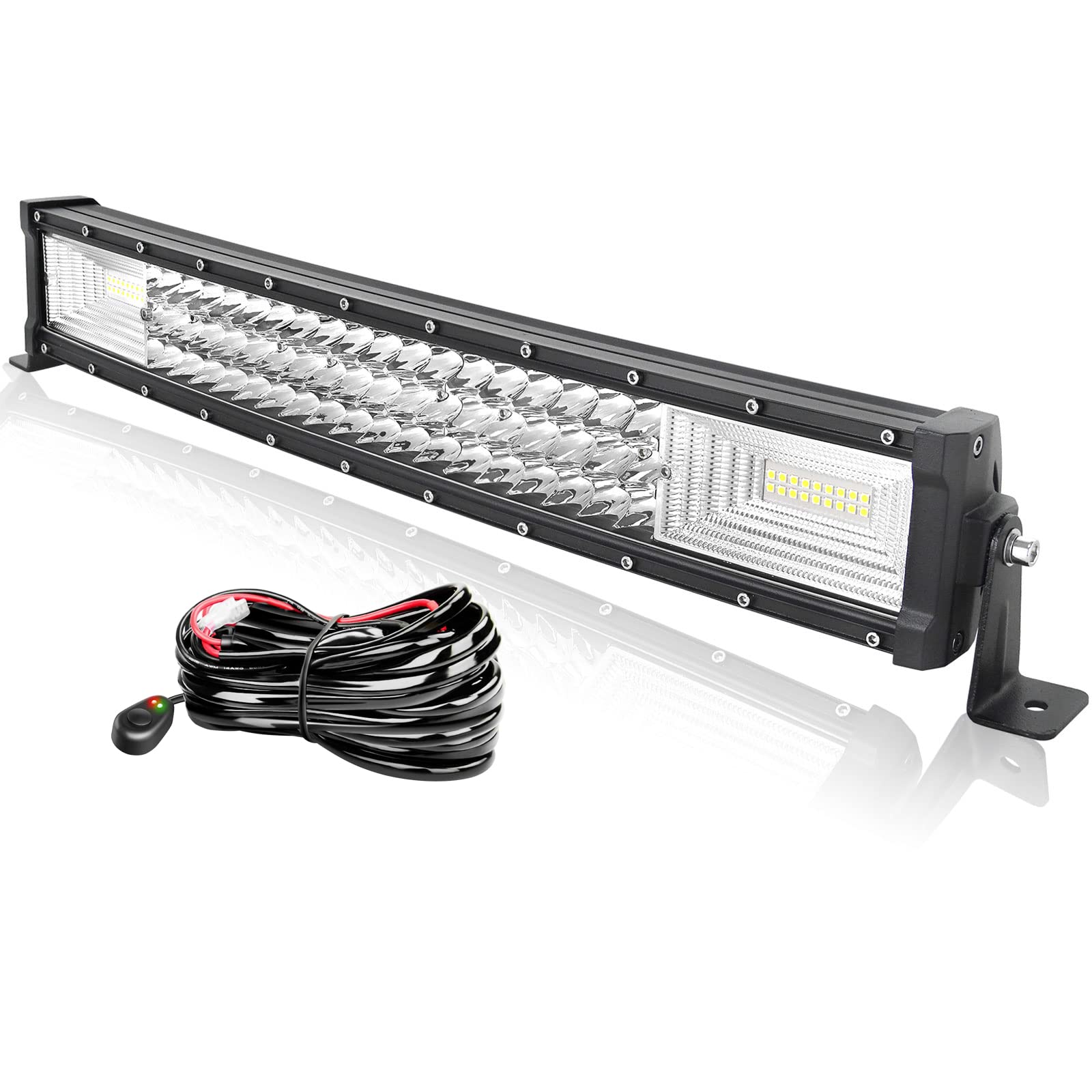 AUXTINGS 56 cm 270 W, zakrzywiona listwa rampy LED, 3 rzędy reflektor roboczy LED 12 V reflektor LED, wodoodporne światła przeciwmgielne LED światła robocze z okablowaniem do samochodu, ciężarówki,