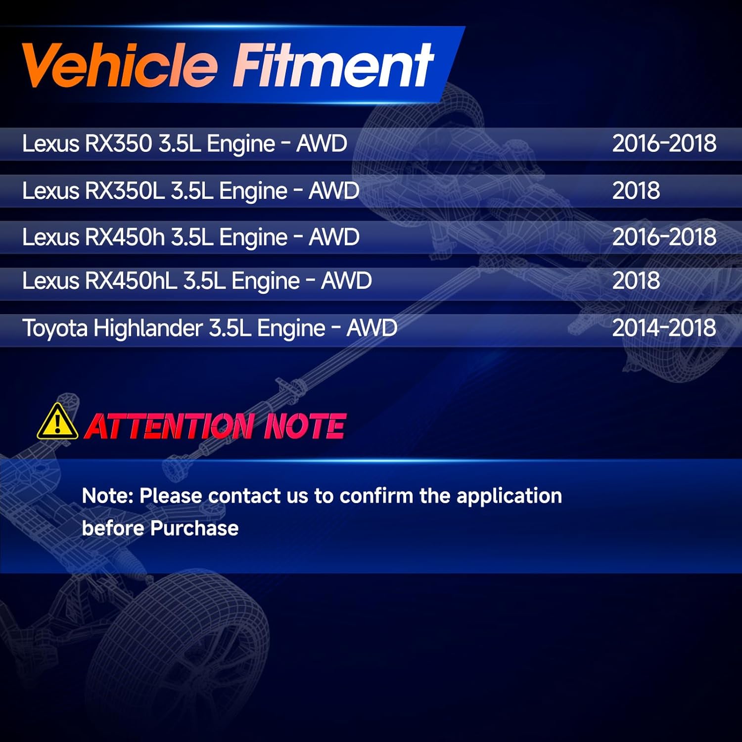 Rear Drive Shaft Prop Shaft Driveshaft Assembly Fit for Lexus RX350/RX450h 3.5L 2016-2018, Lexus RX350L/RX450hL 3.5L 2018, for Toyota Highlander 3.5L 2014-2018, Engine AWD, Replace# 976-413