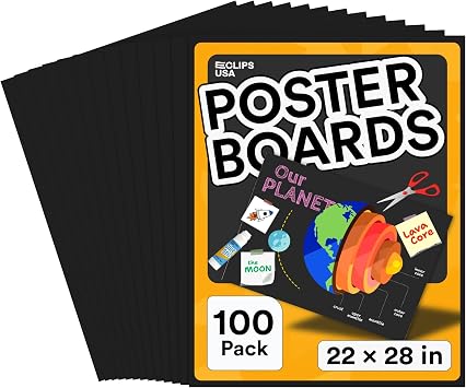 Poster Board Black Poster Paper 22x28 Black Poster Board Bulk Posteboard School Supplies 100 Pack