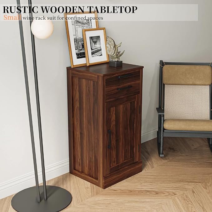 Estante para Vinos WERSMT con 2 Cajones, Madera, Nogal miniatura 4