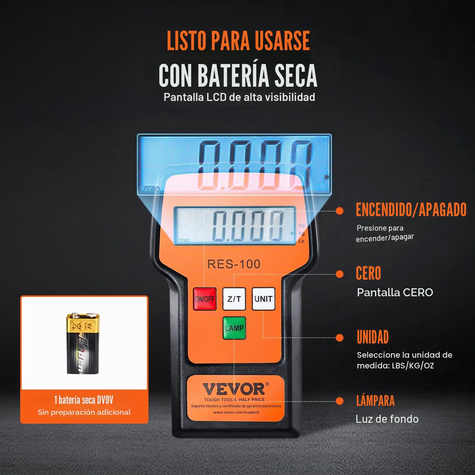 VEVOR Báscula de Refrigerante HVAC 100 kg Báscula de Carga de Refrigerante Freón con Control Remoto con Cable Báscula de Peso de Recuperación Digital Electrónica de Alta Precisión de 5 g con Estuche