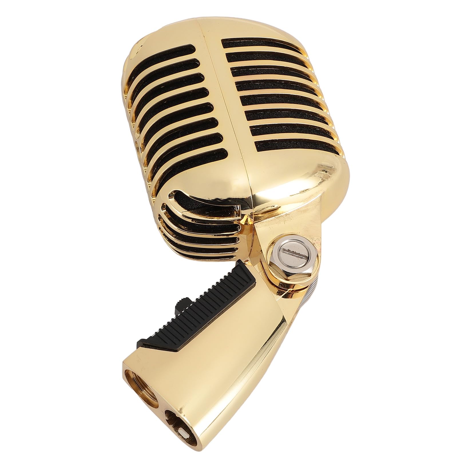 AMONIDA Micrófono Dinámico Retro Vintage para Actuaciones en Escenario KTV, Micrófono de Estilo Clásico para Cantantes, Material de Aleación de Zinc Resistente (Gold)