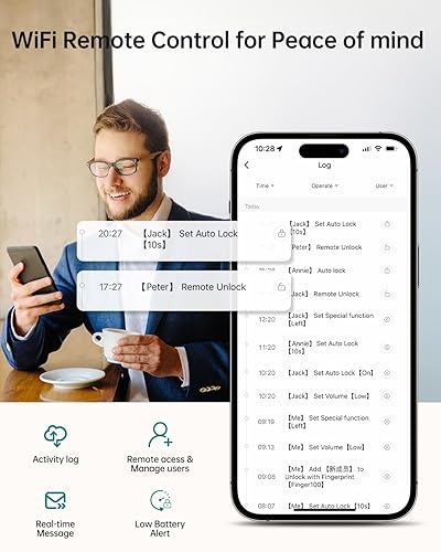 Miniatura 4 de Juego de manijas de cerradura de puerta de entrada sin llave WiFi cerradura inteligente UYF para puerta delantera, juego de manijas de puerta