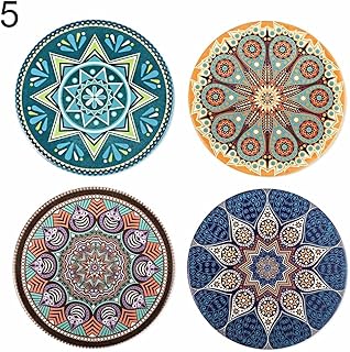 MZXUN. 4pcs Round Absorbent Pietra in Ceramica Stampata con Montagne Russe con Tappo in Sughero Bohemian Style Resistente al Calore Casalinse Tazza Tazza Tazza Tazza (Color : Mixed Color)