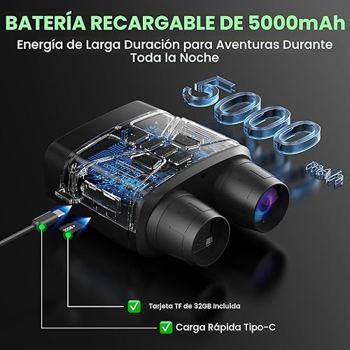 Miniatura 7 de Gafas de visión nocturna: prismáticos de visión nocturna 4K para adultos, binoculares de pantalla HD de 3 pulgadas pueden guardar fotos y videos