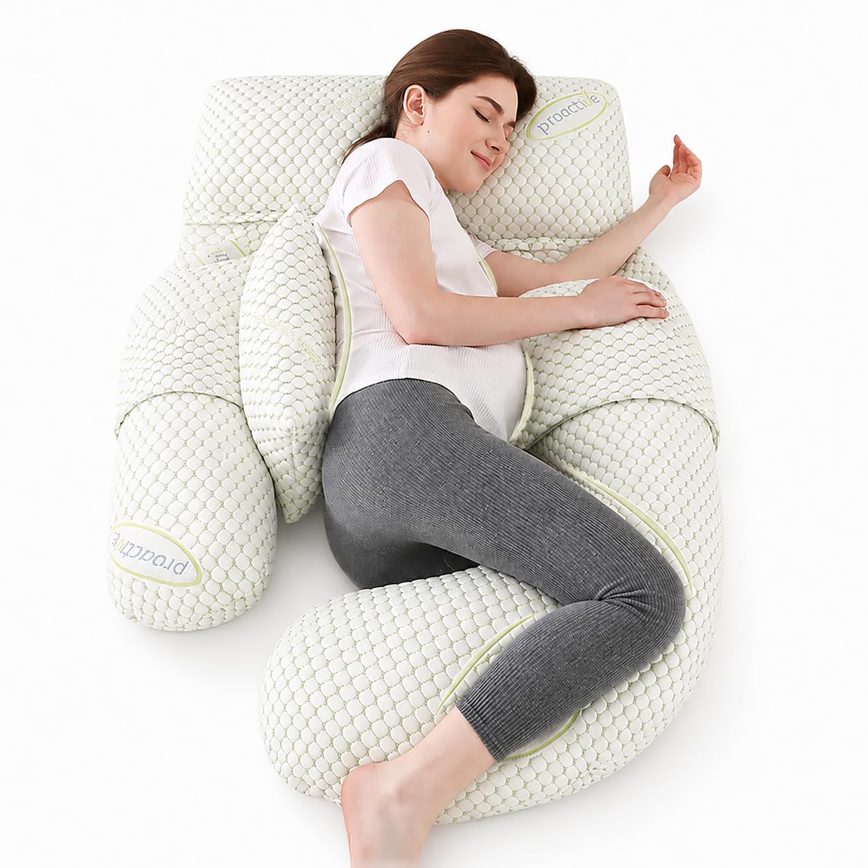 Schwangerschaftskissen XXL – Seitenschläferkissen für Schwangere – Ergonomisches Körperkissen für Bauch, Rücken und Beine – Stillkissen – Waschbarer Bezug – 180 cm