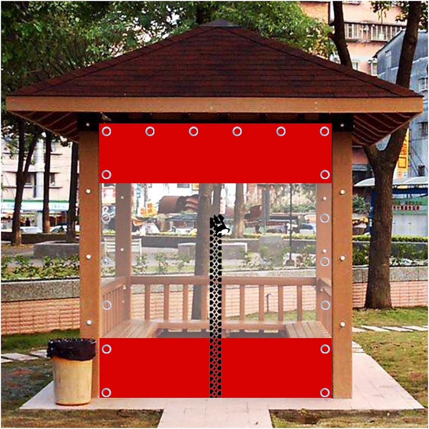 Outdoor Curtains with Zipper, Hooks, Rainproof Tarpaulin Gazebo Side Panels Tarp for Carports, Pavilions, Canopies, Boats, Barns(4.59x6.56ft/1.4x2m)