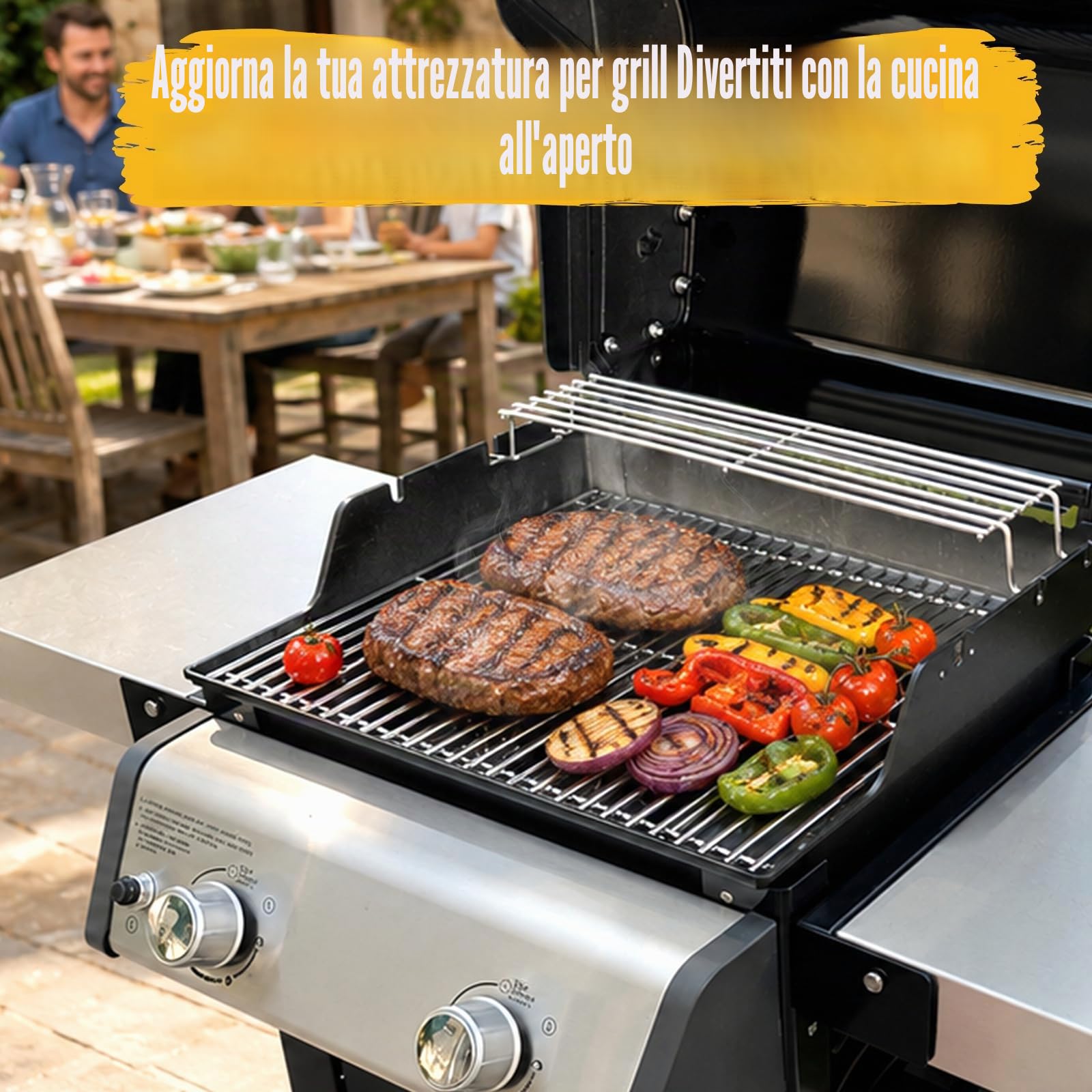 GFTIME 7637 Griglia in acciaio inox 44,5x26cm per Weber Spirit ⅠⅡ 200 Serie, Griglie per Spirit E210/220 S210/220 Gas Grills (con pulsanti di comando anteriori), Ricambio per Jamie Oliver Gasgrill