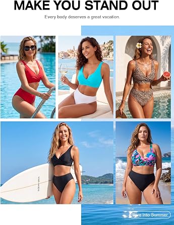 RELLECIGA Womens High Waisted Thong Bikini Bottom