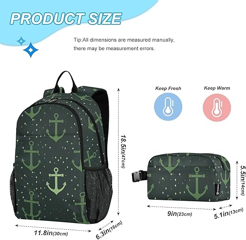Miniatura 2 de Ocean Green Vector Design Mochila Para La Escuela Con Bolsa De Almuerzo Mochila Con Lonchera Para Niños 9-10 años Mochilas Y Loncheras Escuelas Para