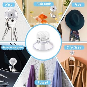 12 Pack Small Suction Cups 1 Inch Mini Suction Cup with M5 Screw Clear PVC Sucker Pads Extra Strong Suction Cup Glass Holder with Screw Nut for Bathroom Window Car Shade Rubber Included