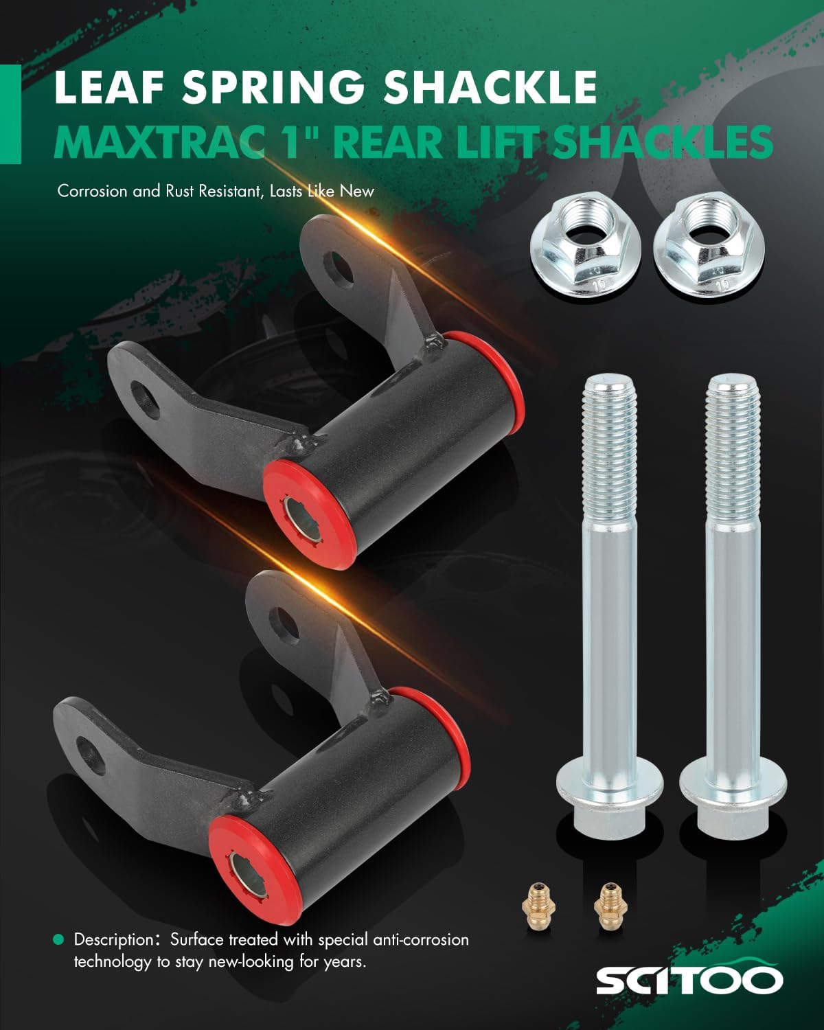 SCITOO 1" Lift Kit Shackle Lift Shackles Leveling Kit Rear Suspension Leaf Spring Shackle Compatible With 2015-2020 For Ford F150 Truck (2Wd & 4Wd) 713210