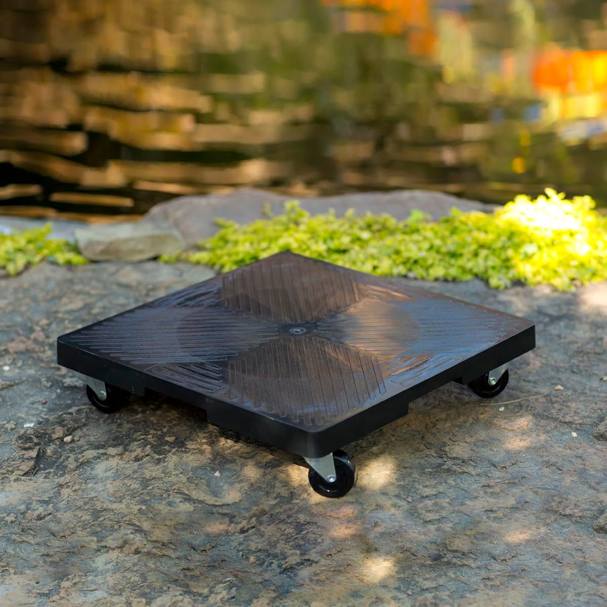 16” Square Rolling Plant Caddy, Heavy Duty Plant Stand with Wheels, Indoor Outdoor Planter Base for Pots, Patio, Deck, Black, Supports 500 lbs