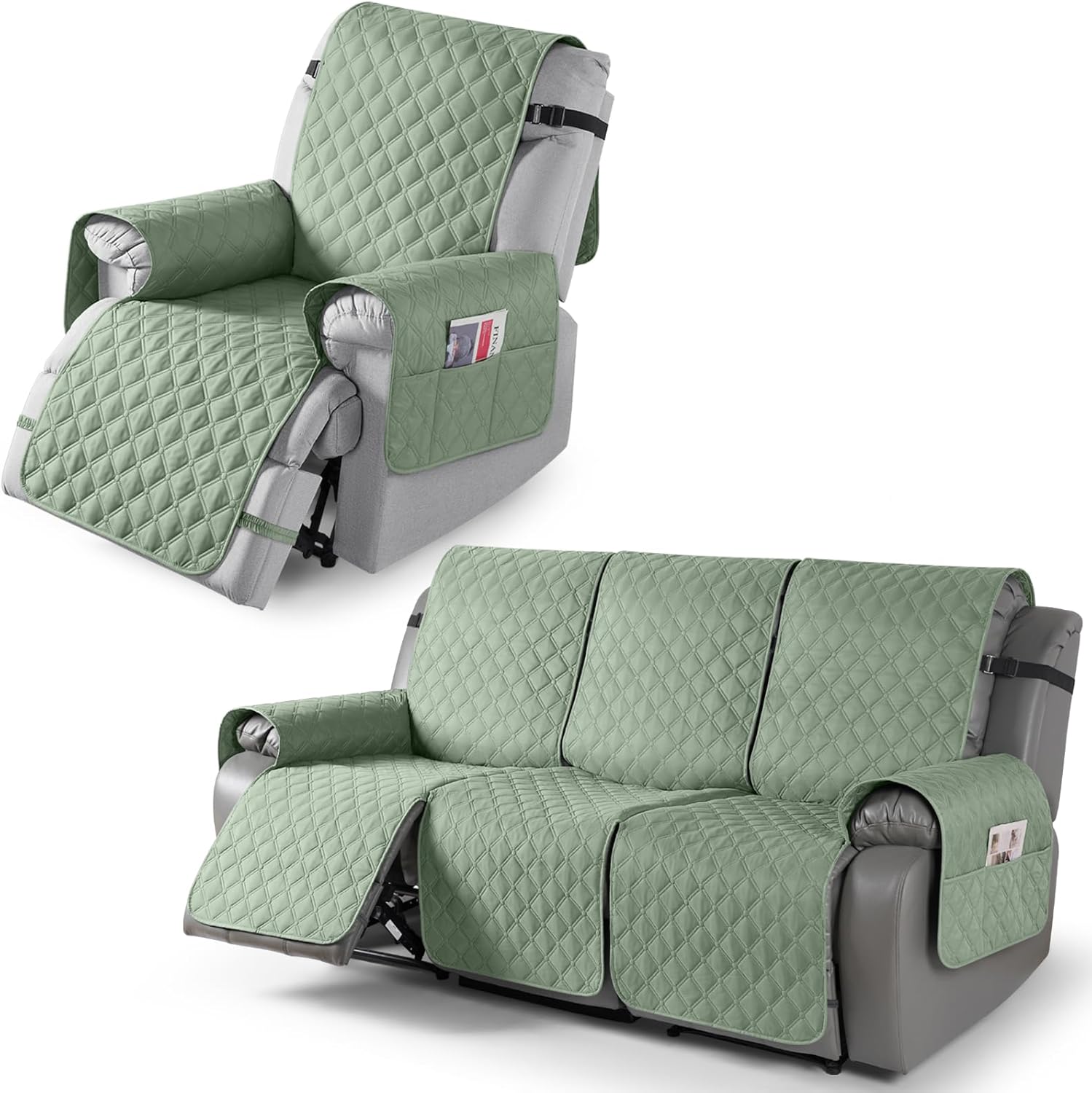 TAOCOCO 100% Waterproof Recliner Chair Cover & Recliner Couch Cover(Sage Green)