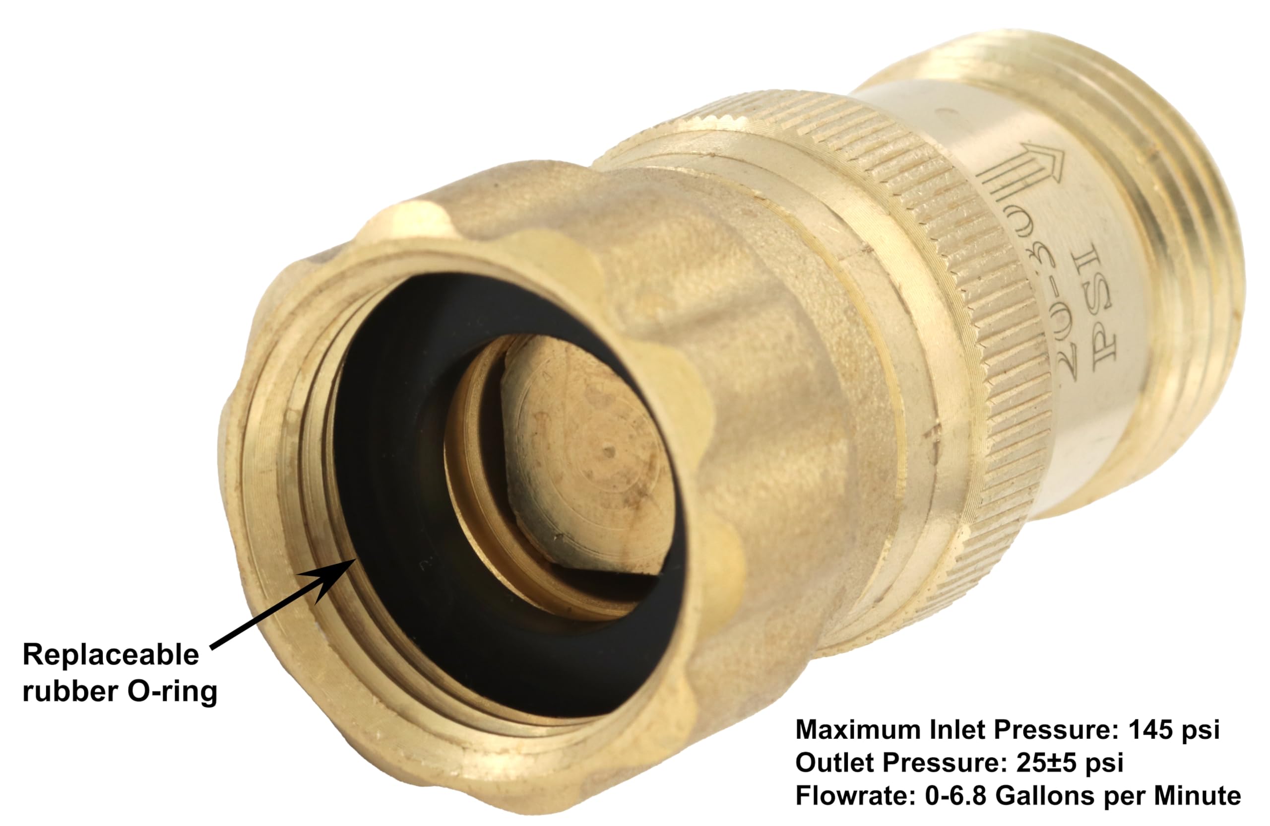 Wytrzymały regulator ciśnienia wody 25 psi 3/10.2 cm gwint węża, system nawadniania kropelkowego, reduktor ciśnienia, bezołowiowy mosiądz (z regularnymi i ekranowymi O-ringami, 2, liczba)