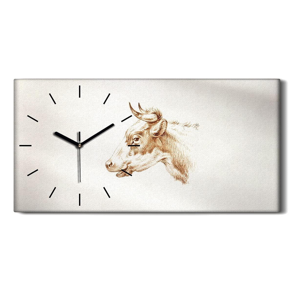 Horloge sur toile vache 60x30cm au design moderne pour salon
