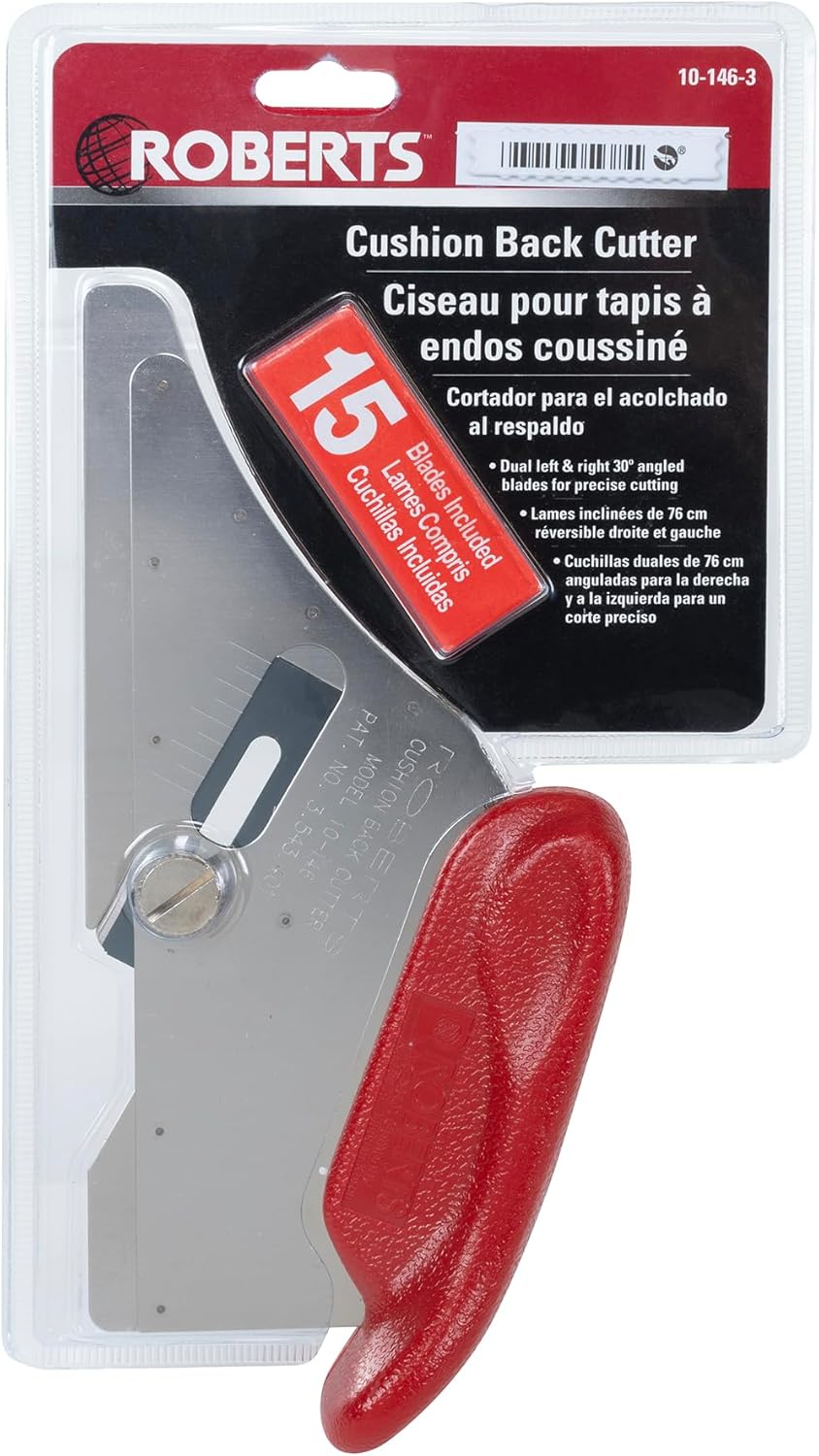 Roberts 10-146-3 Cushion Back Carpet Cutter with 15 Heavy Duty Slotted Blades