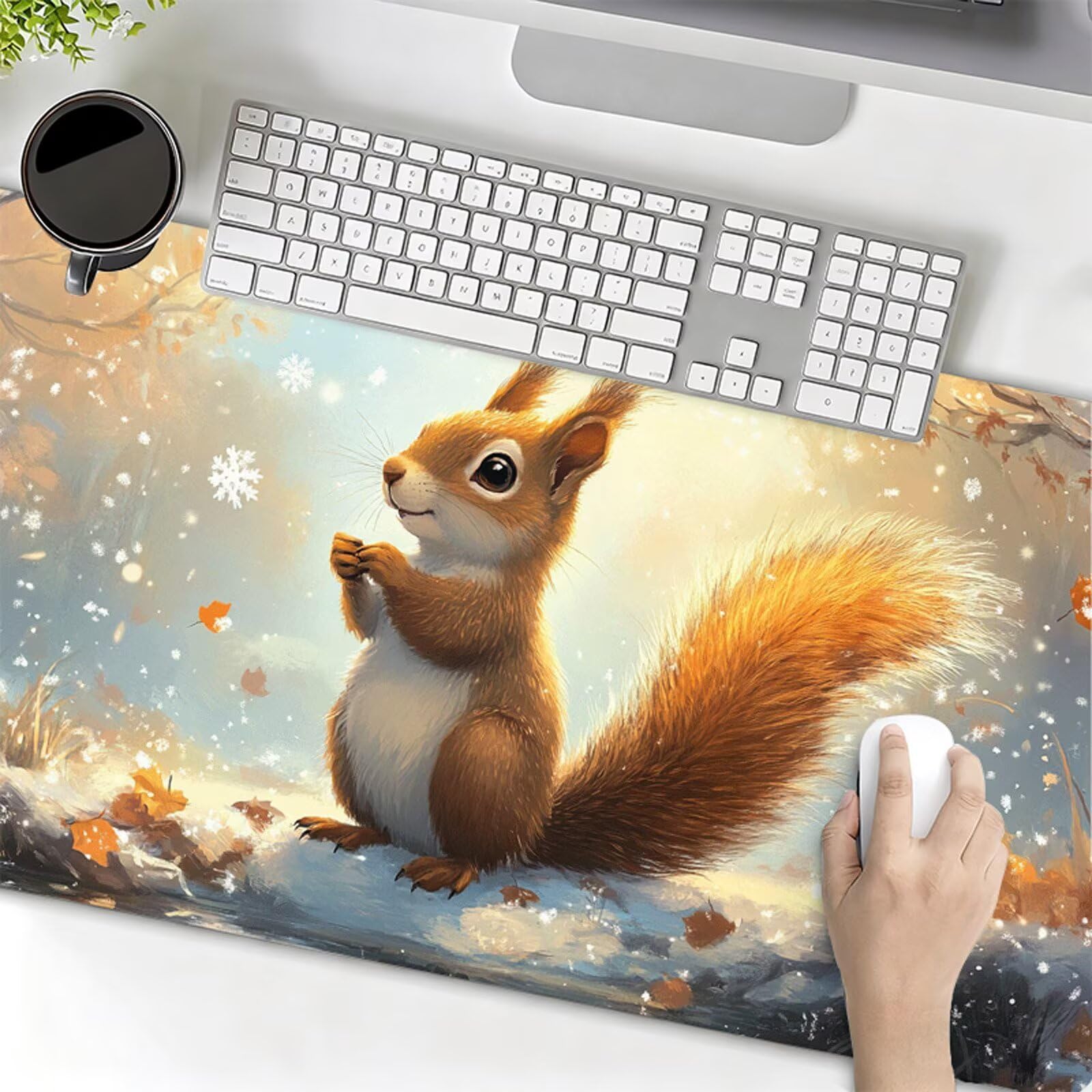 Podkładka pod mysz XXL 1200x600x3mm wiewiórka podkładka pod mysz podkładka pod mysz jesień poprawia precyzję i szybkość, wodoodporne antypoślizgowe, szyte krawędzie, akcesoria do gier, komputer