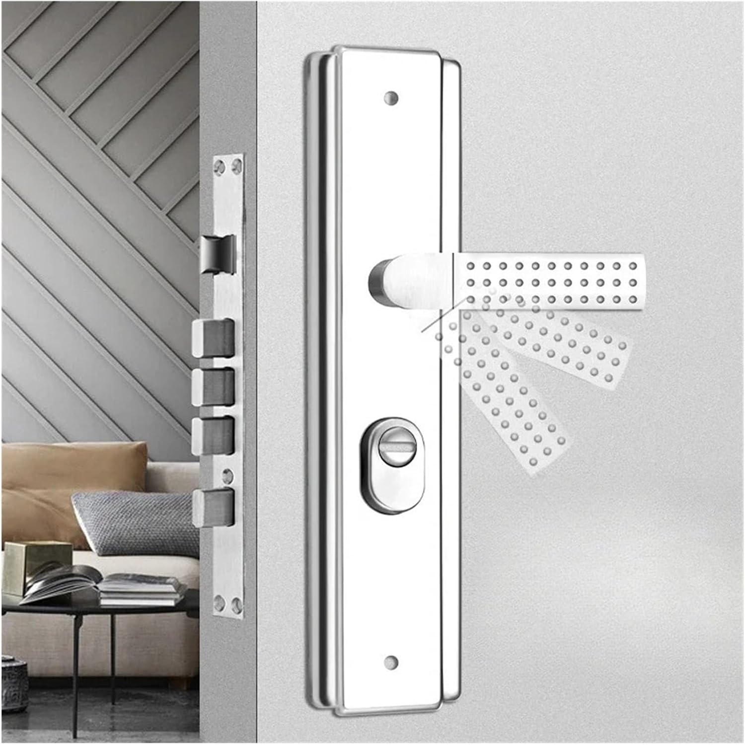 Door Handle Theft Door Lock Set Universal Door Lock Three Piece Set Door Handle Door Lock(Square A)